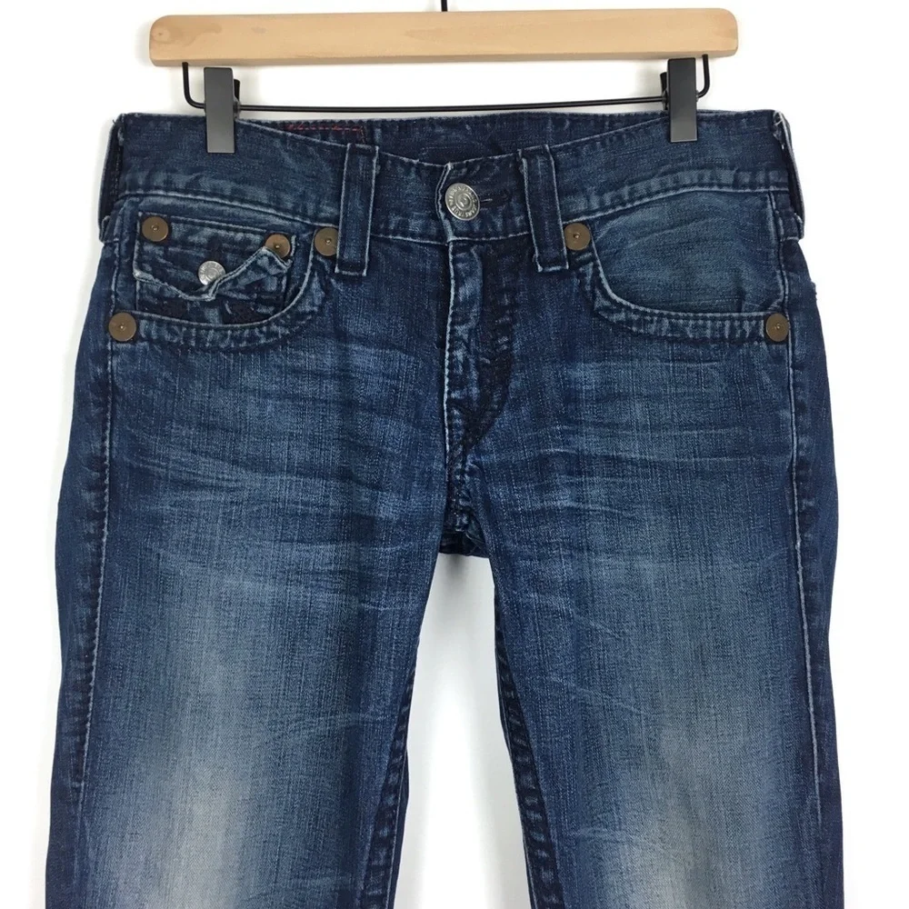 TRUE RELIGION Skinny Jeans Rainbow Ricky Slim 24859SO Dark Wash Denim Size 29